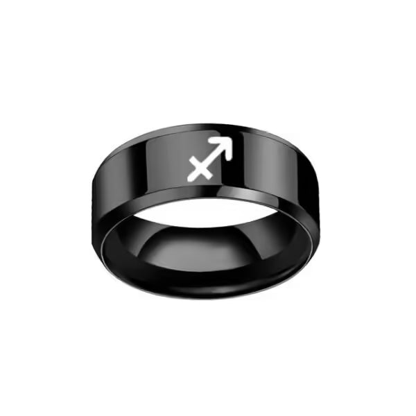 Bague unisexe Zodiac en acier inoxydable noir (EGR028) 