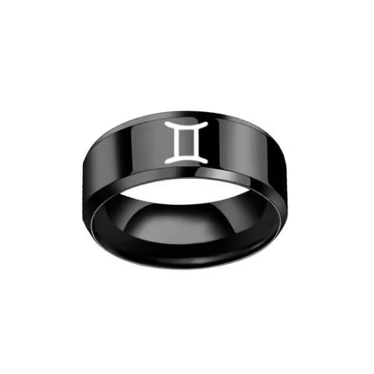 Bague unisexe Zodiac en acier inoxydable noir (EGR028) 