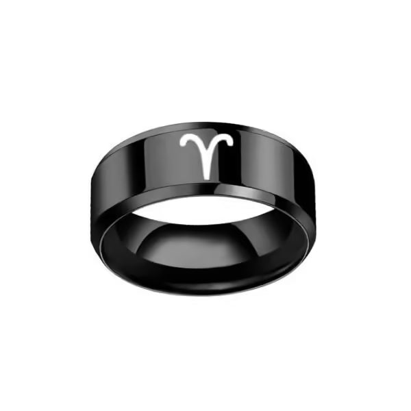 Bague unisexe Zodiac en acier inoxydable noir (EGR028) 