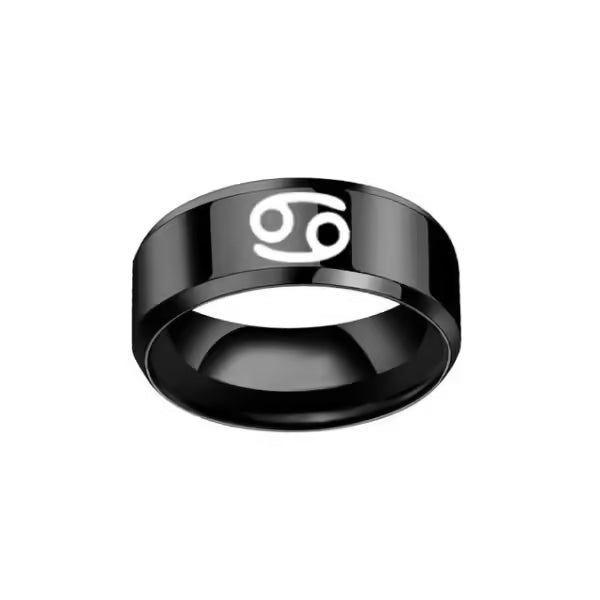 Bague unisexe Zodiac en acier inoxydable noir (EGR028) 