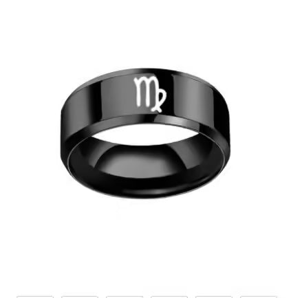 Zodiac Unisex Stainless Steel Black Ring(EGR028)