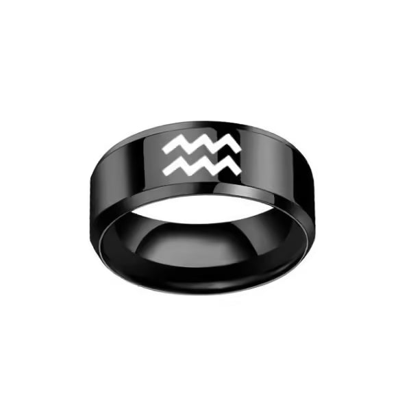Zodiac Unisex Stainless Steel Black Ring(EGR028)
