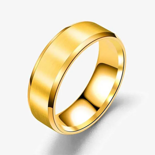 8mm Stainless Steel Gold Classic Ring
