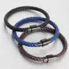 Trendy Leather Men Bracelet Stainless Steel Clasp EGBT176 featured img