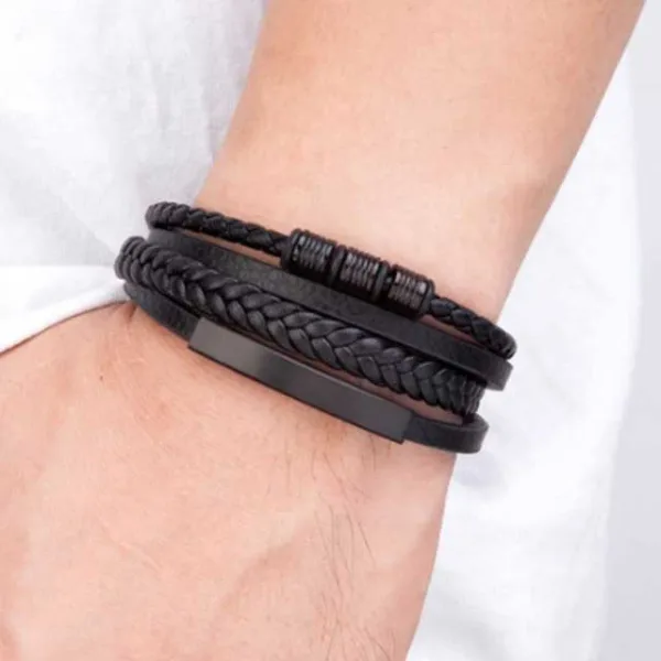 Hand-woven Multi-layer Combination Leather Men Bracelet (EGBT382)