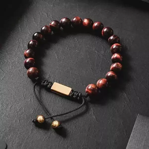Natural Lava Stone Bead Adjustable Bracelet (EGBT249)