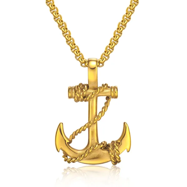 Anchor and Rope Stainless Steel Necklace (EGN047)