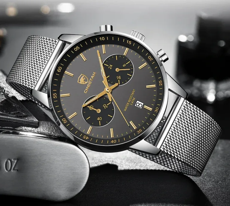 cheetah chronograph mesh stainless steel men watch ch1608 featured img