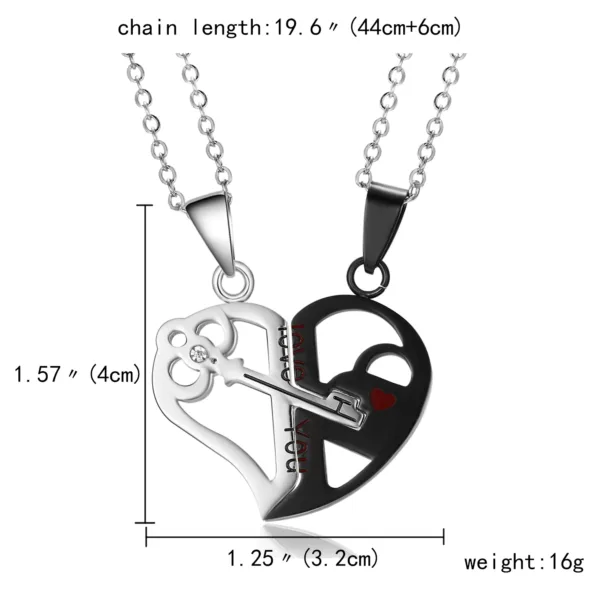Couple 2 pcs Broken Half Heart Pendant Necklace (EGN066)