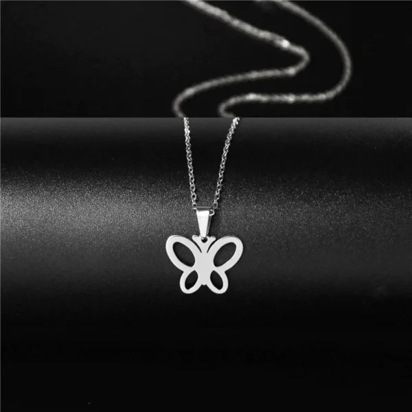 Elegant Stainless Steel Silver Color Shiny Butterfly Necklaces(EGN182)