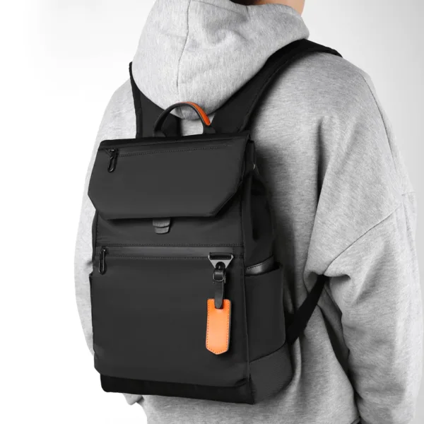 High Quality Men Business Casual Full Black Backpack (EGB051)