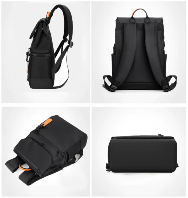 High Quality Men Business Casual Full Black Backpack (EGB051)