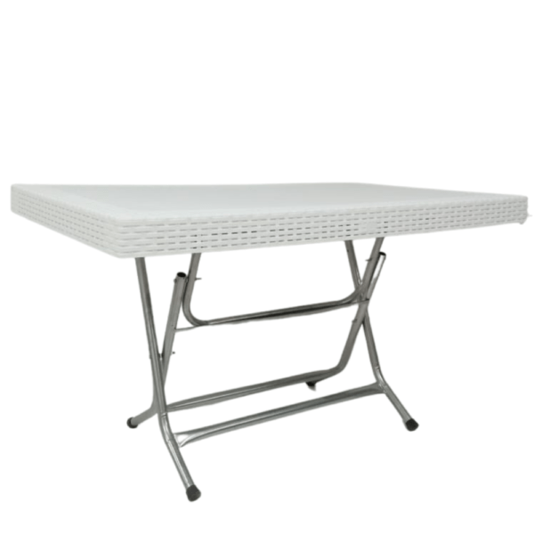 Aura Plastic Rectangular Foldable Table With Steel Legs All-Weather Elegant and Modern Outdoor and Indoor Furniture