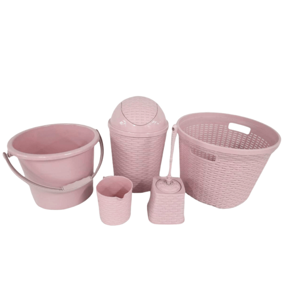 Bathroom Set, Elegant Rattan Design, Set 5-Pieces Bath, Perfect Gift For Any Occasion, Variety of Uses, Easy Storage and Organization