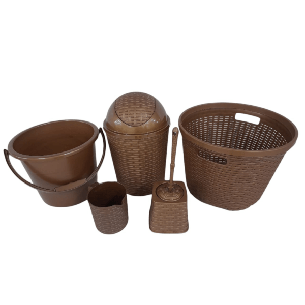 Bathroom Set, Elegant Rattan Design, Set 5-Pieces Bath, Perfect Gift For Any Occasion, Variety of Uses, Easy Storage and Organization