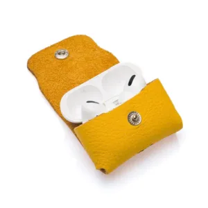 westpolo poine genuine leather apple airpods pro protection case – yellow featured img