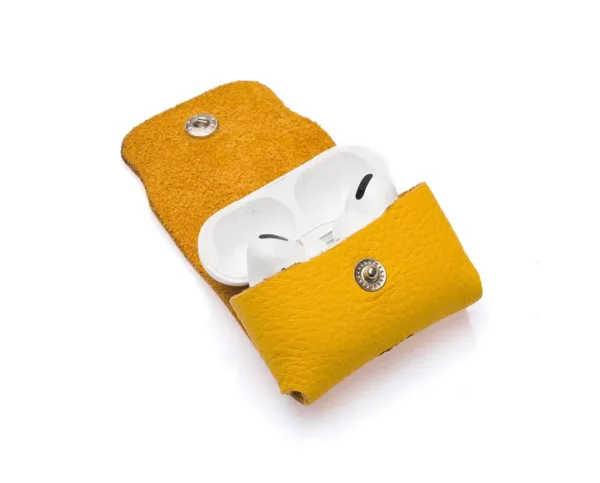 westpolo poine genuine leather apple airpods pro protection case – yellow featured img