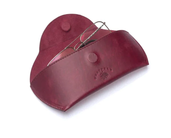 westpolo sunset genuine leather magnet glasses case – claret red featured img