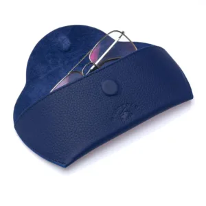 westpolo sunset genuine leather magnet glasses case – navy blue featured img