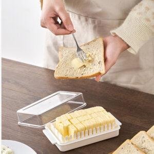 Transparent Butter Cutting Container Storage Box With Lid Butter Cheese Crisper Split Fresh keeping Portable Kitchen 2