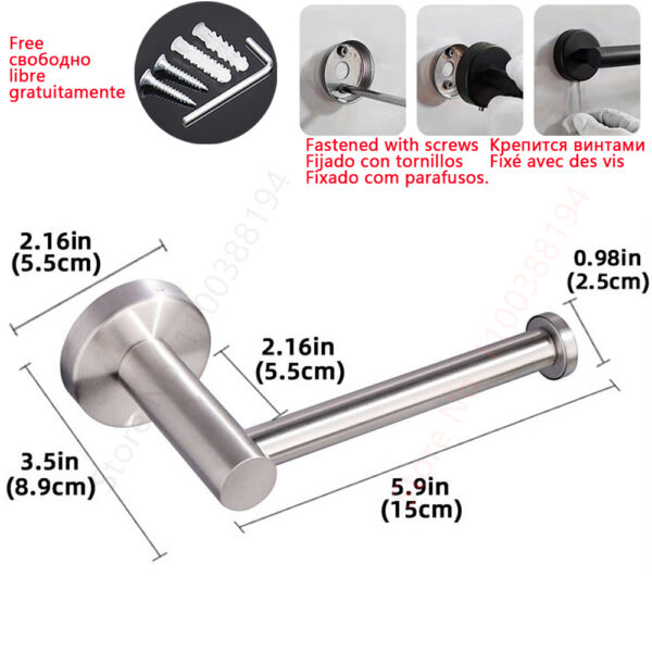 Wall Mount Toilet Towel Paper Holder Adhesive Black Silver Kitchen Roll Paper Stand Hanging Napkin Rack 2