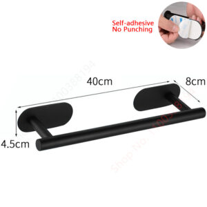 Wall Mount Toilet Towel Paper Holder Adhesive Black Silver Kitchen Roll Paper Stand Hanging Napkin Rack 3