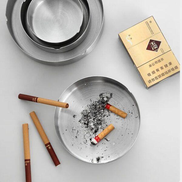 Round Stainless Steel Cigarette Ashtray - Image 6