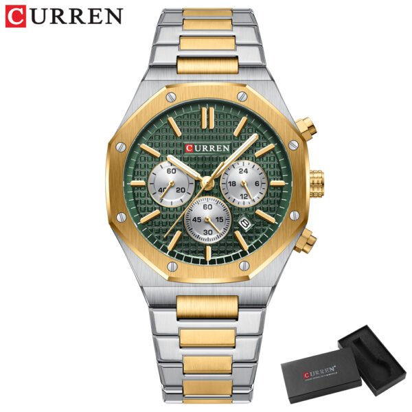 CURREN Fashion Casual Stainless Steel Band Quartz Wristwatches with Chronograph Waterproof Men s Watches 2