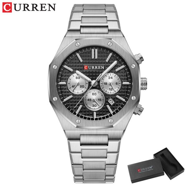 CURREN Fashion Casual Stainless Steel Band Quartz Wristwatches with Chronograph Waterproof Men s Watches 5