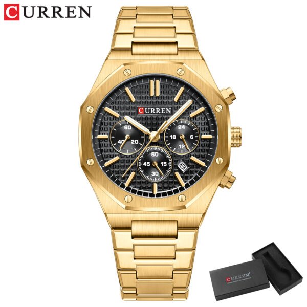 CURREN Fashion Casual Stainless Steel Band Quartz Wristwatches with Chronograph Waterproof Men s Watches