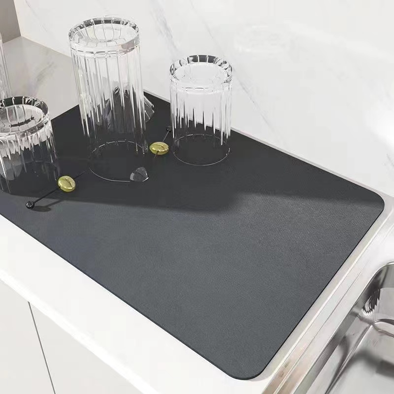 Kitchen Dish Drying Mat Sink Drain Pad Super Absorbent Coffee