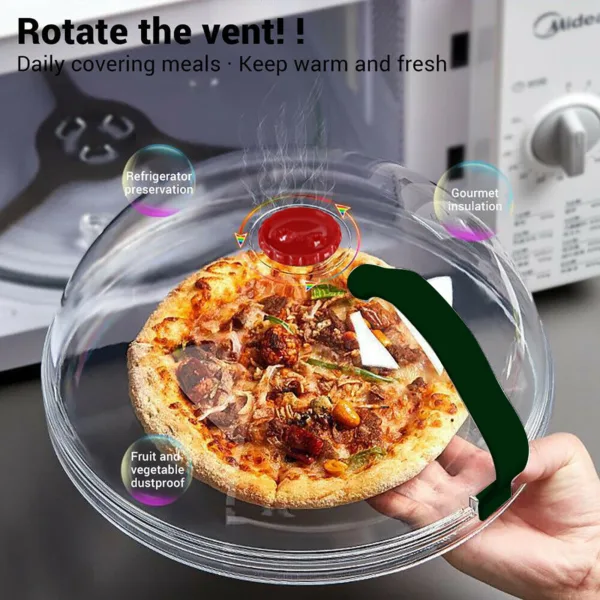 Transparent Microwave Plate Cover Guard Lid With Handle
