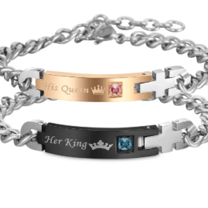 2 pcs/set Couple Queen & King Bracelet with Cross (EGBT451)