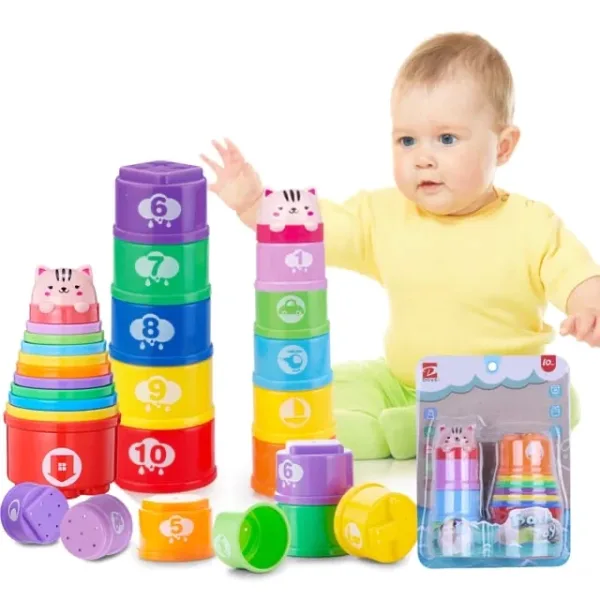 Stacking Cat and Numbers colorful Rings