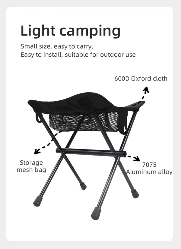 PACOONE Portable Folding Camping Stool – Ultralight Aluminum Alloy Chair for Fishing, Picnics, and Outdoor Use - Image 13