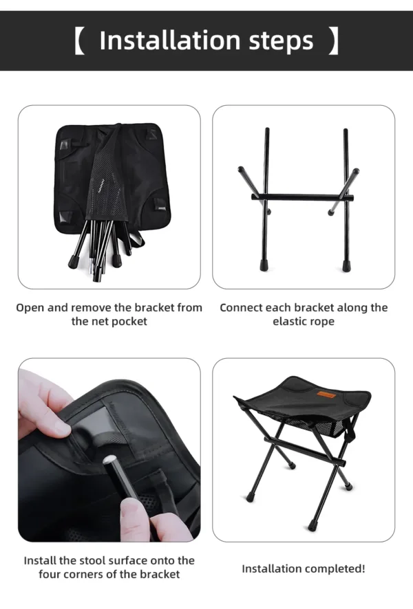 PACOONE Portable Folding Camping Stool – Ultralight Aluminum Alloy Chair for Fishing, Picnics, and Outdoor Use - Image 14