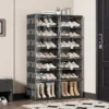 Stackable Shoe Cabinet with Lids & Doors Clear Pair Sneaker Storage Box, Large Shoe Organizer - Image 6