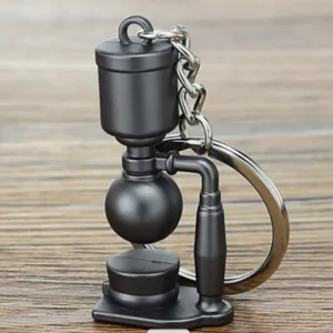 3D Creative Coffee Pitcher Keychain - Mini Moka Pitcher Handle Metal Keyring, Cute Coffee Accessories