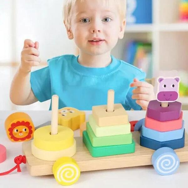 Animals Logic Stacking Wooden Game Train