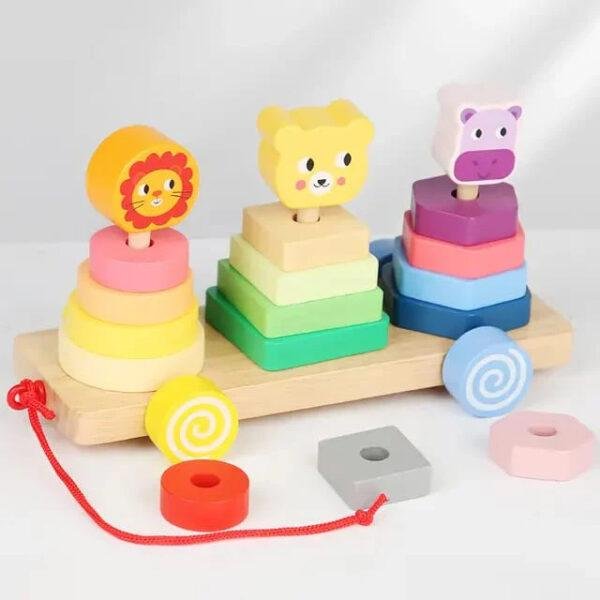 Animals Logic Stacking Wooden Game Train