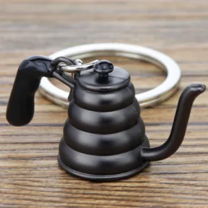 Antique Copper Coffee Kettle & Stainless Steel Keychain - Stylish Coffee Accessories for Enthusiasts