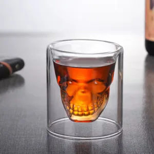 Cheap Handmade Double Wall Skeleton Skull Whiskey Glass – Crystal Shot Glass for Bar & Party