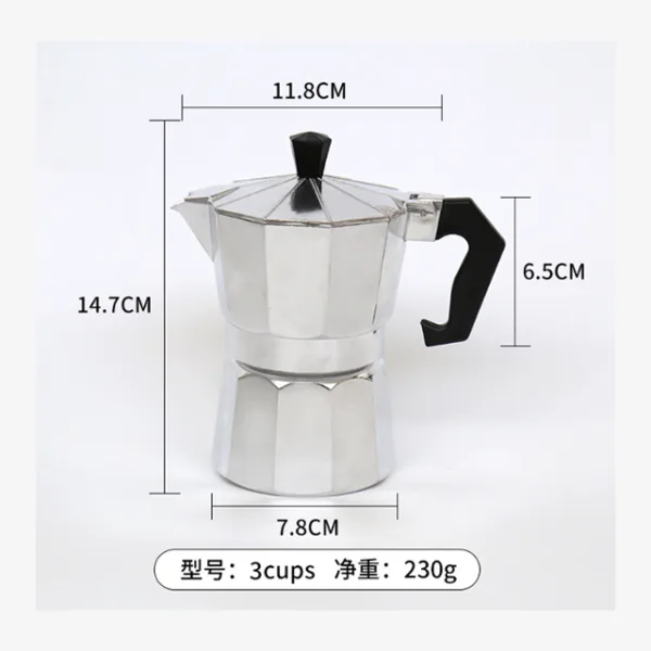 Classic Italian Moka Pot Espresso Maker - High-Quality Aluminum Stovetop & Induction Coffee Maker with Pressure Valve