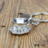 Coffee Cup Keychain - Cute Cup and Saucer Keyring Accessory for Coffee Lovers