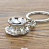 Coffee Cup Keychain - Cute Cup and Saucer Keyring Accessory for Coffee Lovers
