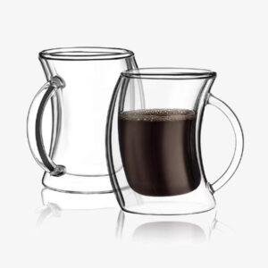 Double Wall Insulated Glass Coffee Cups – Heat Resistant, Clear Glass Mugs for Hot & Cold Beverages