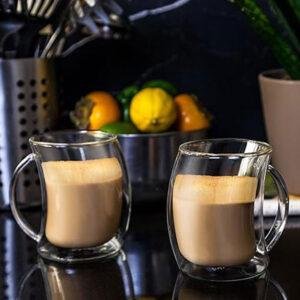 Double Wall Insulated Glass Coffee Cups – Heat Resistant, Clear Glass Mugs for Hot & Cold Beverages