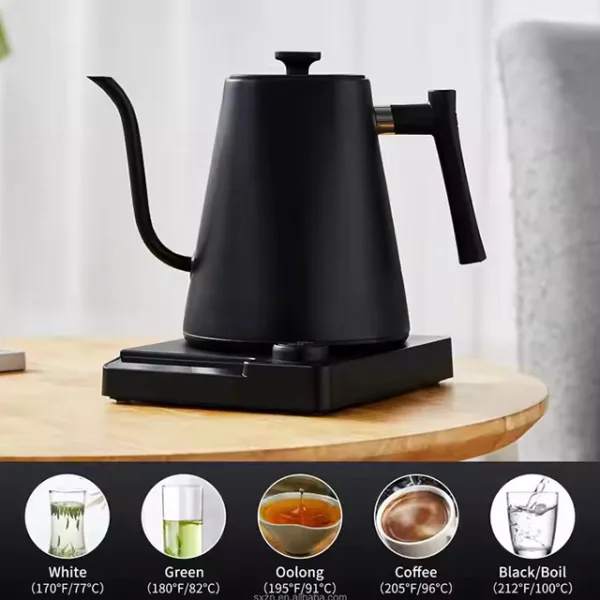 Electric Gooseneck Kettle - Stainless Steel Ultra-Fast Boiling Hot Water Kettle for Pour Over Coffee & Tea