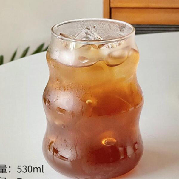 Heat-Resistant Glass Tumbler 500ml – Transparent Stripe Mug for Tea, Juice, Milk, Coffee & Water