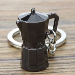 Metal Mini Moka Pot Keychain - Kitchen Car Design Keychain for Men, Perfect Gift Idea